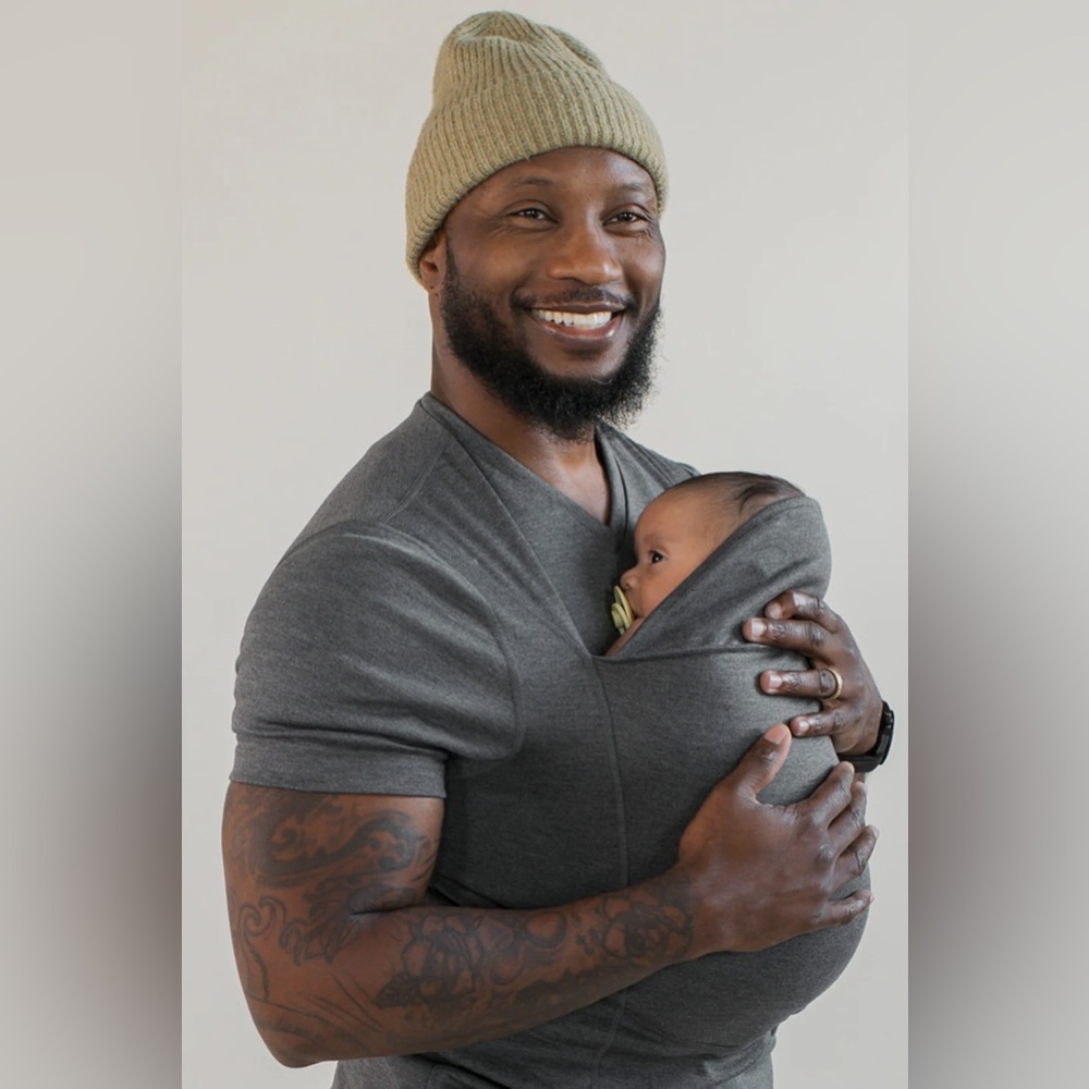 Lalabu Gray Dad Short Sleeve Baby Wearing Shirt